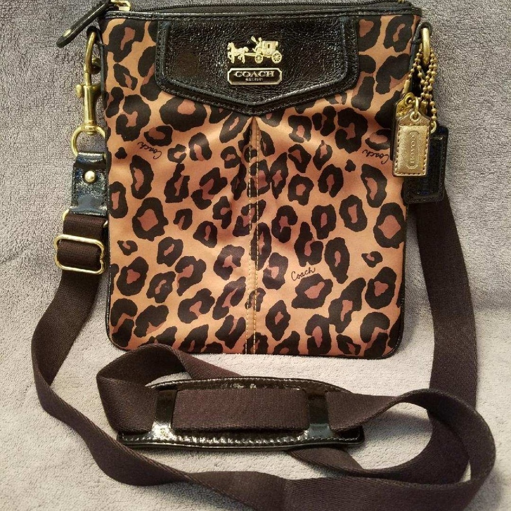 Authentic Coach ocelot crossbody